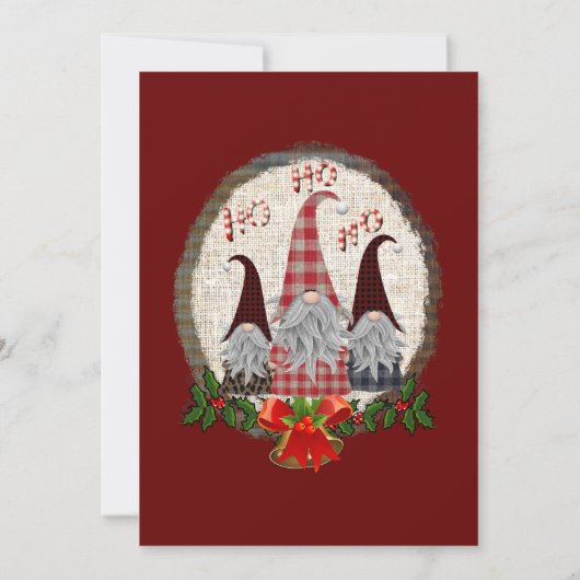 Kerstgnomen Red Prettige feestdagen Rustic Kaart (Achterkant)