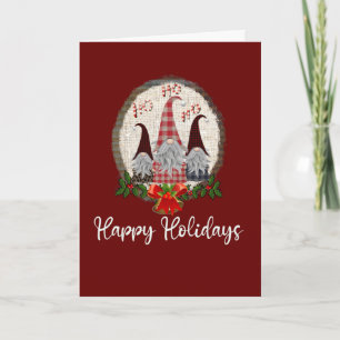 Kerstgnomen Red Prettige feestdagen Rustic, Pset Kaart