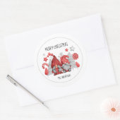 Kerstgnomen Ronde Sticker (Envelop)