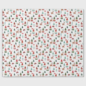 Kerstgnomen vakantiewit cadeaupapier (Vlak)