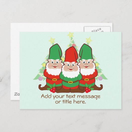 Kerstgnomen Voeg Jouw tekst toe Briefkaart (Voorkant / Achterkant)
