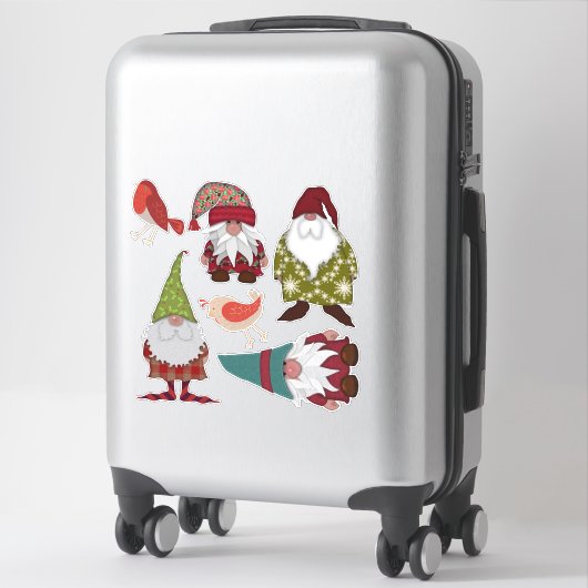 kerstgnomen vogels sticker (Koffer)