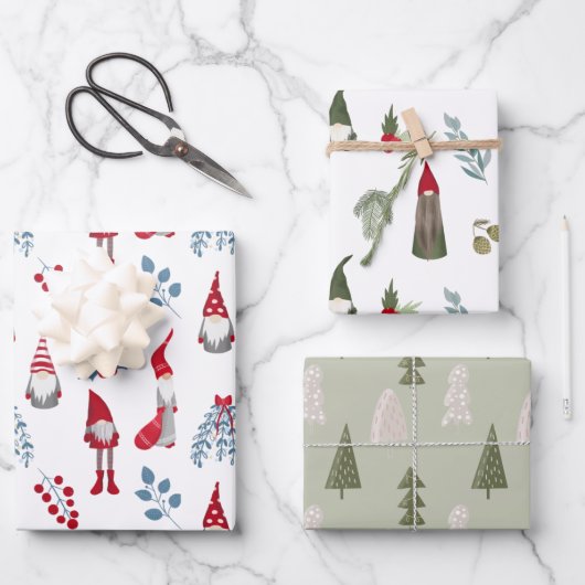 Kerstgnomen Woodland Inpakpapier Vel (Voorkant)