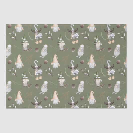 Kerstgnomen Woodland Tissuepapier (Voorkant)
