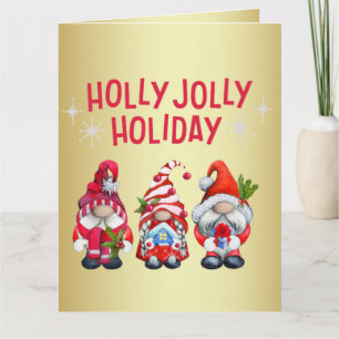 Kerstgnomes in een feestelijke stemming kaart