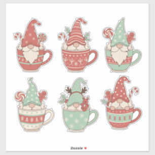 Kerstgnomes in mokken: Esthetische feestdagen Sticker