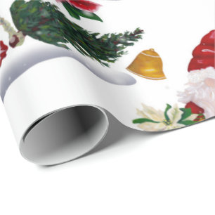 Kerstgnomes, Poinsettia en Bellen Cadeaupapier