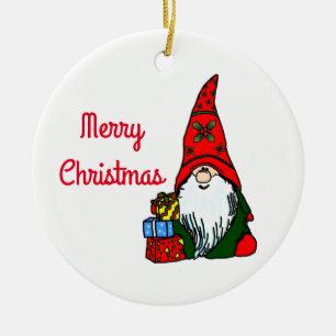 kerstgnoom keramisch ornament