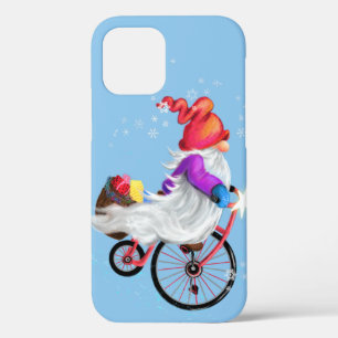 Kerstgnoom met fiets en cadeau iPhone Case