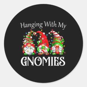 Kerstgnoom met mijn Gnomies familie pyjama's Ronde Sticker