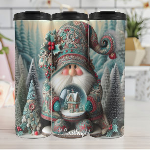 Kerstgnoom met Wereldbol Thermosbeker