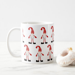 Kerstgnoom Nordic Pattern Red Gray White Koffiemok
