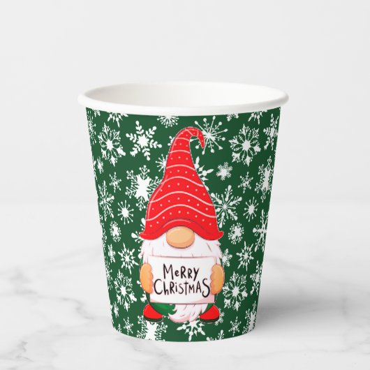 kerstgnoom papieren bekers (Voorkant)