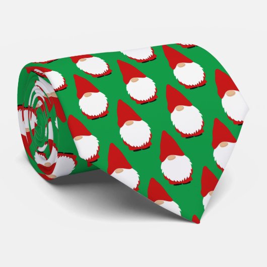 Kerstgnoom, rood en groen feestdag stropdas (Opgerold)