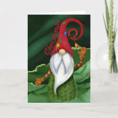 Kerstgnoomrood en groene gemstone Rustic Glam Feestdagen Kaart (Voorkant)