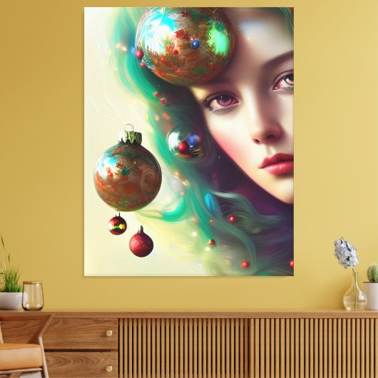 Kerstgodin Canvas Afdruk (Insitu (Woonkamer))