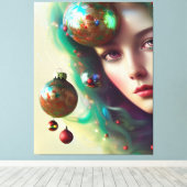 Kerstgodin Canvas Afdruk (Insitu (Houten vloer))