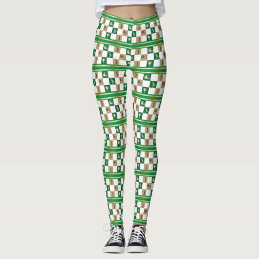 kerstgolven - Minimalistisch Golfpatroon Leggings (Voorkant)