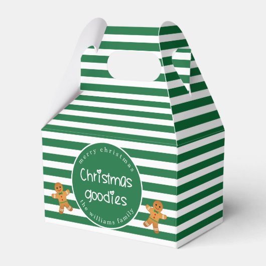 KerstGoodies - Gepersonaliseerde Groene Striped Bedankdoosjes (Voorkant Zijde)