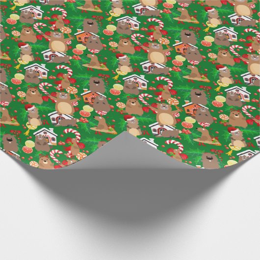 kerstgopher cadeaupapier (Hoek)