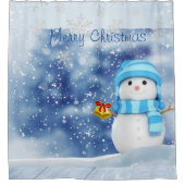 kerstgordijn, Snowman Douchegordijn (Voorkant)