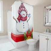 kerstgordijn, Snowman Douchegordijn (In situ)