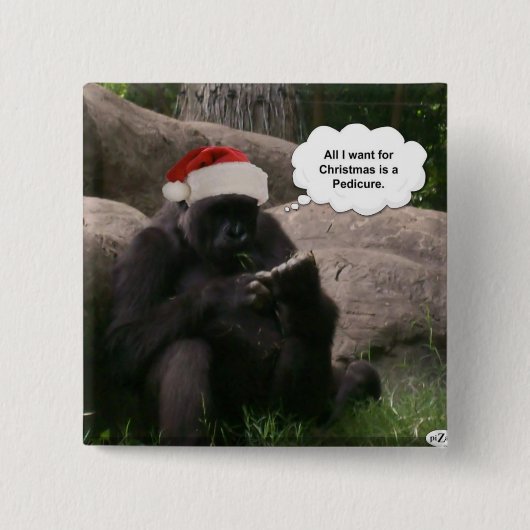 kerstgorilla-Button Vierkante Button 5,1 Cm (Voorkant)
