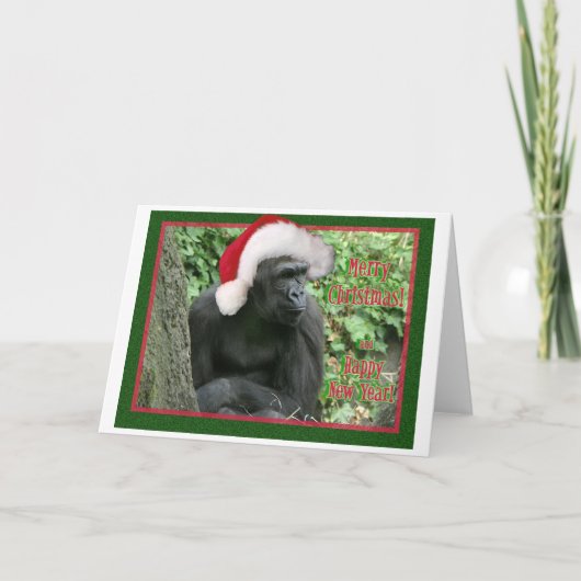 Kerstgorilla Feestdagen Kaart (Voorkant)