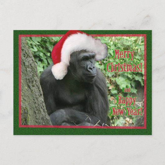 Kerstgorilla Feestdagenkaart (Voorkant)