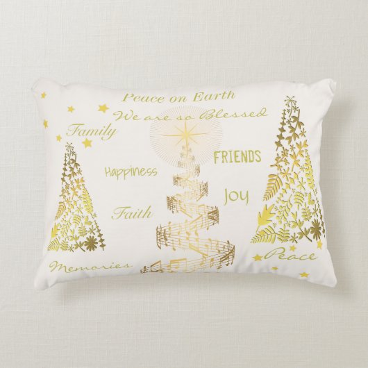Kerstgoud en crème Accent Pillow Accent Kussen (Voorkant)