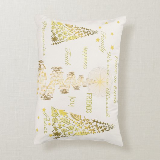 Kerstgoud en crème Accent Pillow Accent Kussen (Achterkant (Verticaal))