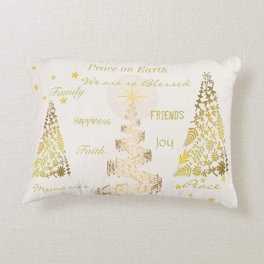 Kerstgoud en crème Accent Pillow Accent Kussen (Achterkant)