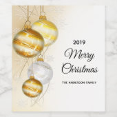 Kerstgoud ornament familienaam wijn etiket (Enkel label)
