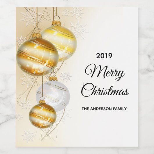 Kerstgoud ornament familienaam wijn etiket (Enkel label)