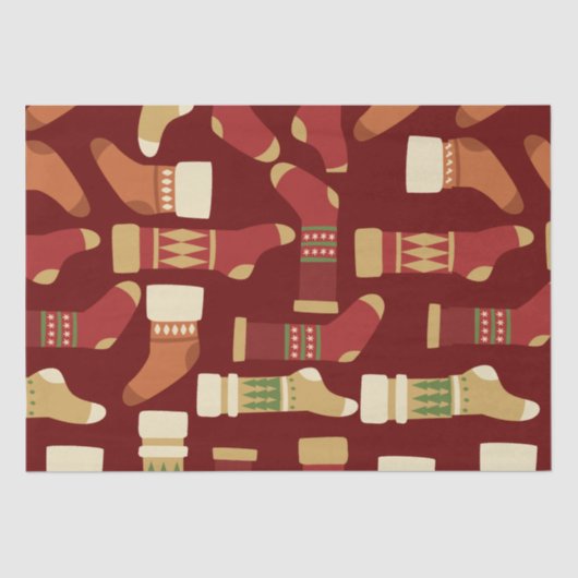 Kerstgoud, rode, groene Sokken Tissuepapier (Voorkant)