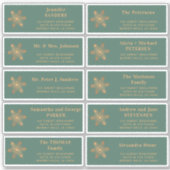 Kerstgoud sneeuwvlok groene adresetiketten sticker (Voorkant)