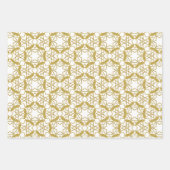 Kerstgoud Snowflakes Luxury Pattern Yellow Inpakpapier Vel (Voorkant 3)