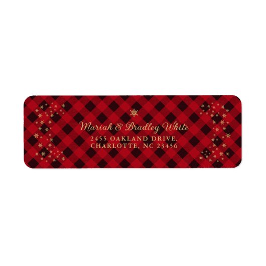 Kerstgoud Snowflakes Red Buffalo Etiket (Voorkant)