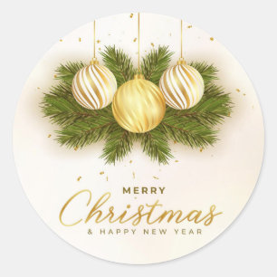 Kerstgouden bollen en pijnnaalden Napkins Ronde Sticker