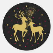 kerstgouden deer Couple Silhouettes Ronde Sticker (Voorkant)
