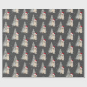 Kerstgouden omloopmachine en boomkappen cadeaupapier (Vlak)