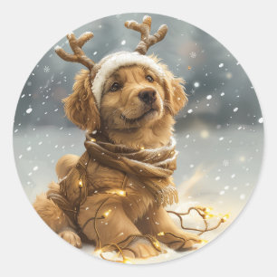 kerstgouden reckettingen ronde sticker