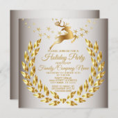 Kerstgouden rendierpartij kaart (Voorkant / Achterkant)