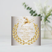 Kerstgouden rendierpartij kaart (Staand voorkant)