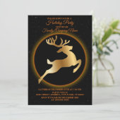 Kerstgouden rendierzwarte Feestdagen Kaart (Staand voorkant)