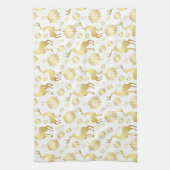 Kerstgouden sneeuwvlokken en rendieren theedoek (Verticaal)