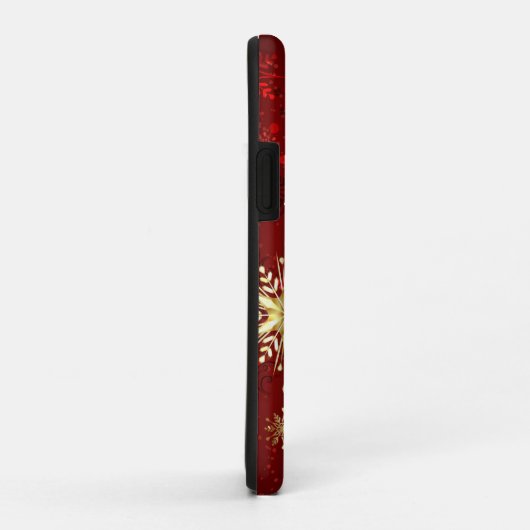 Kerstgouden sneeuwvlokken op rode achtergrond Case-Mate iPhone case (Achterkant/rechts)