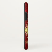 Kerstgouden sneeuwvlokken op rode achtergrond Case-Mate iPhone case (Achterkant / rechts)
