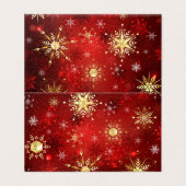 Kerstgouden sneeuwvlokken op rode achtergrond kaart (Buitenkant ongevouwen)