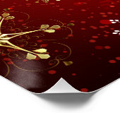 Kerstgouden sneeuwvlokken op rode achtergrond perfect poster (Hoek)